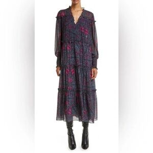 Ted Baker Ellyah Swing Midi Dress Size 10 Butterfly Kaleidoscope Tiered Ethereal